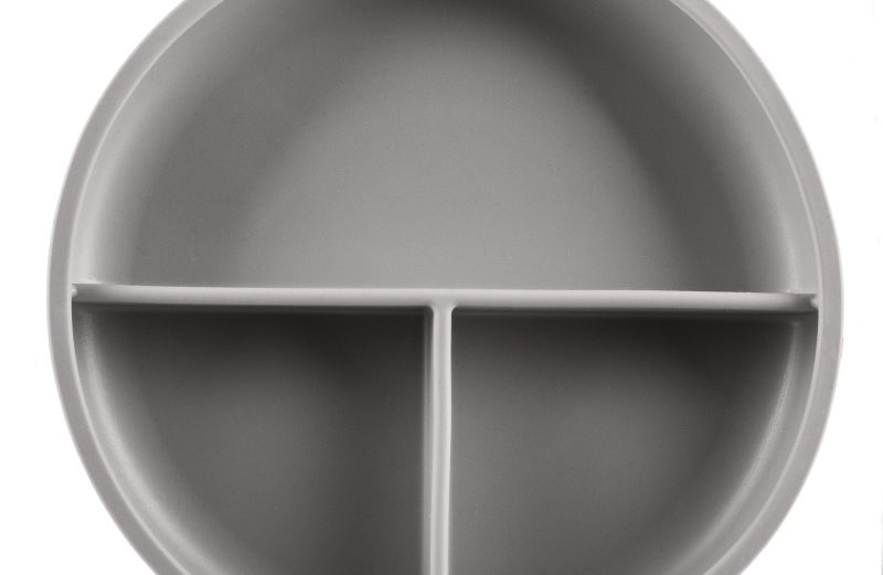 Silikónový delený tanier s prísavkou, Dove Grey