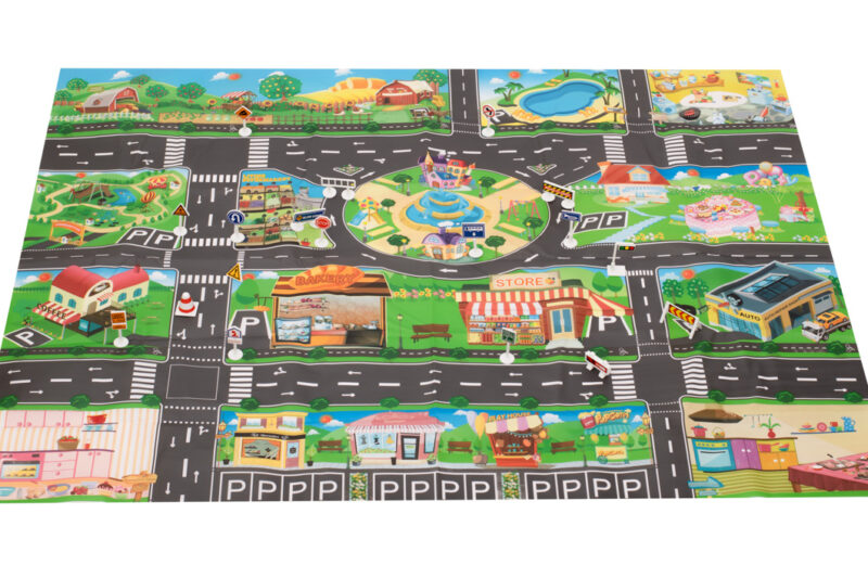 Podložka hracia edukačná s dopravnými značkami farebná ulica 130×100 cm